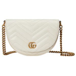 GG Marmont Matelassé Chain Mini Bag in Cream Leather